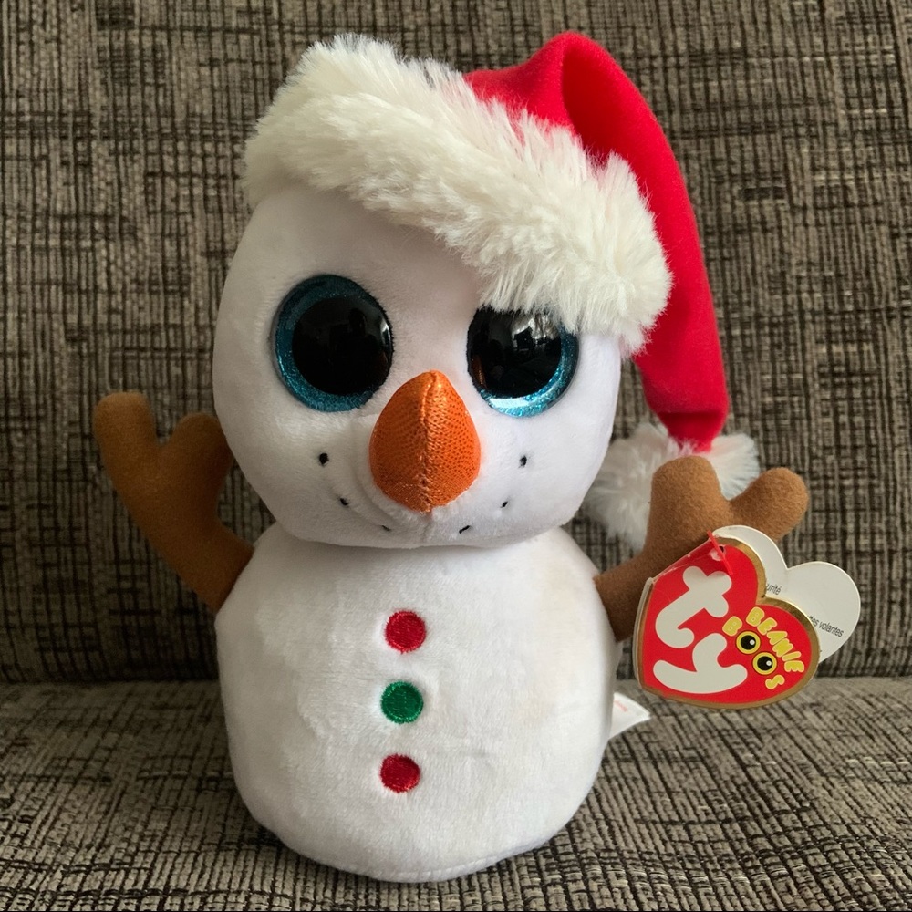 NEW WITH TAGS! Ty Beanie Boo Scoop Snowman 6" Plush Doll Winter Christmas
